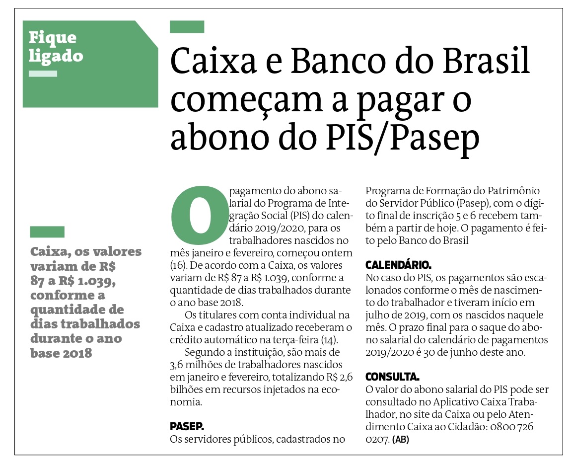 Caixa E Banco Do Brasil Come am A Pagar O Abono Do PIS Pasep SOPESP