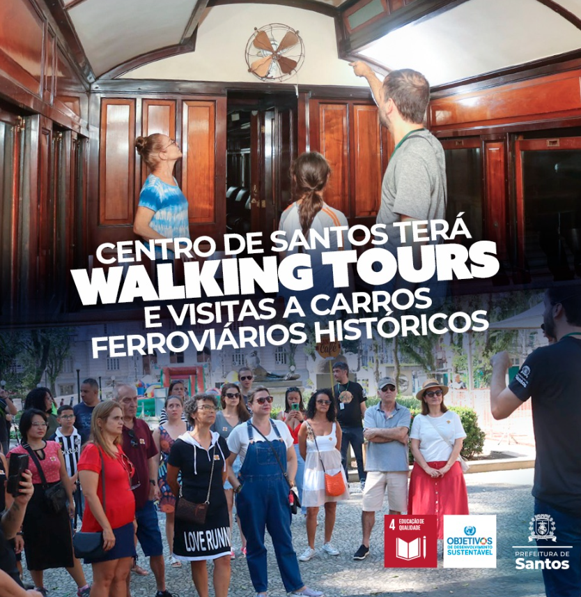Centro de Santos terá walking tours e visitas a carros ferroviários históricos
