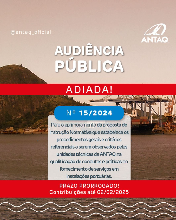 Audiência pública de segunda-feira (25), sobre critérios para o fornecimento de serviços em instalações portuárias, é adiada