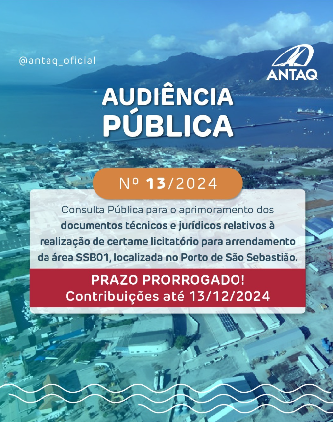 Agência prorroga data da consulta pública sobre o arrendamento do terminal SSB01