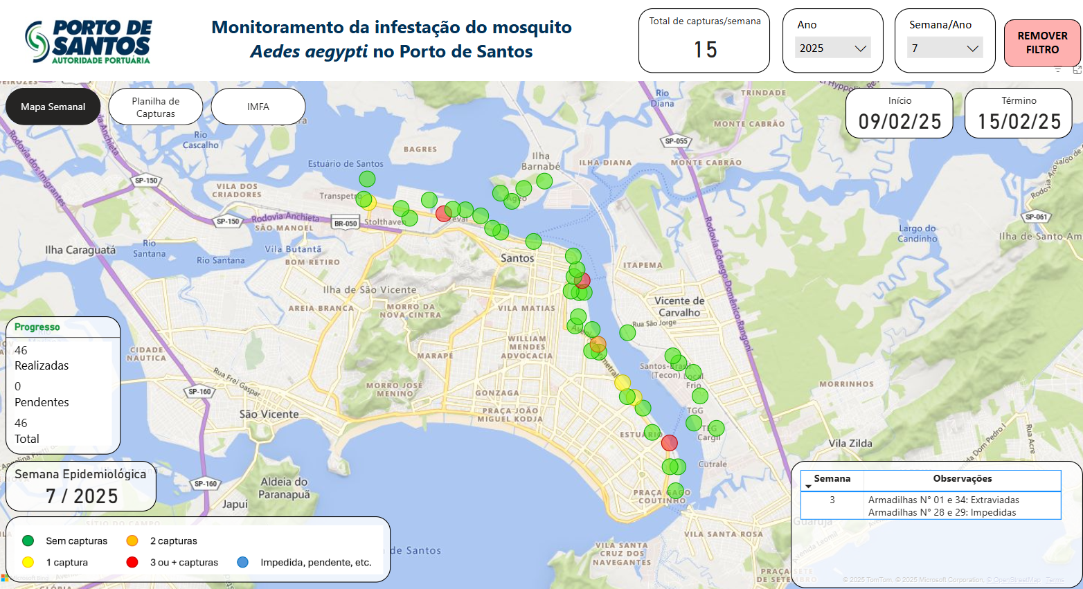 Combate à Dengue no Porto de Santos: 46 armadilhas monitoram focos do Aedes